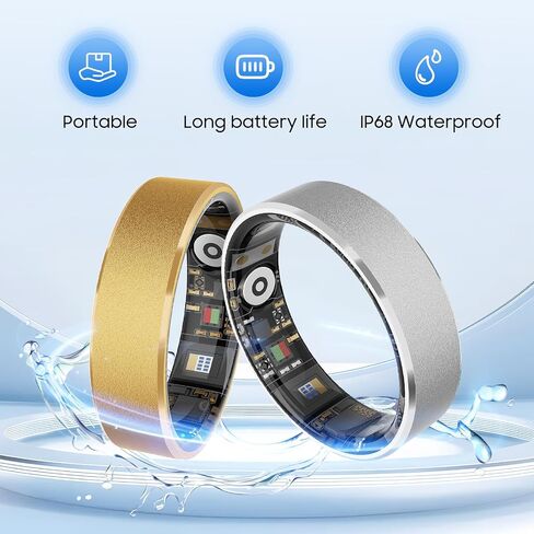 New Health Tracking Smart Ring with Sleep Stress Exercise Monitor, IP68 Waterproof, Long Battery Life, No Subscription, Compatible with iOS Android (Palmi Silver, 10) in Saudi Arabia