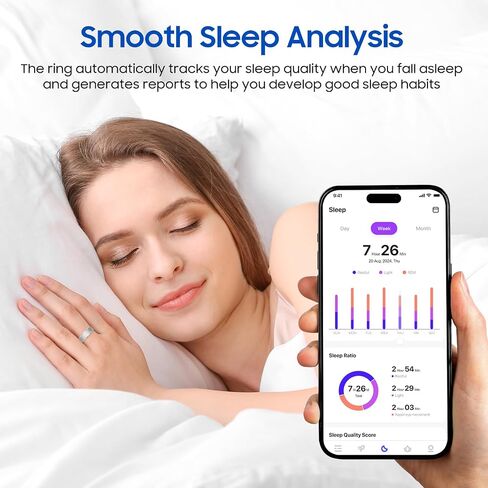 New Health Tracking Smart Ring with Sleep Stress Exercise Monitor, IP68 Waterproof, Long Battery Life, No Subscription, Compatible with iOS Android (Palmi Silver, 10) in Saudi Arabia