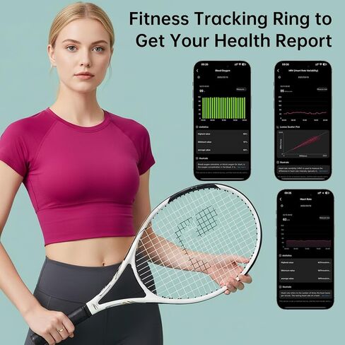 Smart Ring for Women & Men, Fitness Tracker Ring with Heart Rate Monitor, HRV, Sleep Tracking, No Subscription Fee, 10ATM Waterproof Activity Ring for iOS & Android (Gold, #6) in Saudi Arabia
