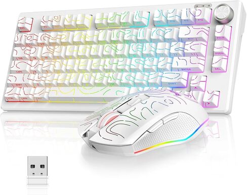RedThunder K75 Wireless Membrane Keyboard & Mouse Combo,75% Side-Engraved Keycaps,Optical Gaming Mouse with 4800DPI,3 Modes(BT/2.4G/Wired),Dual System,RGB Backlit,Rechargeable Battery,Gradient Gray in Saudi Arabia