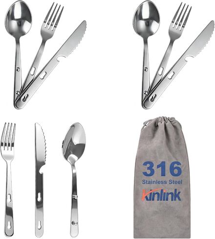 Travel Utensils with Pouch, 4-in-1 Silverware Set 3-Pack with Portable Stainless Steel Spoon, Fork, Knife & Bottle Opener Combo, Cutlery Set for Camping, Hiking, Picnic, Gadgets, Lunch Box for Men in Saudi Arabia