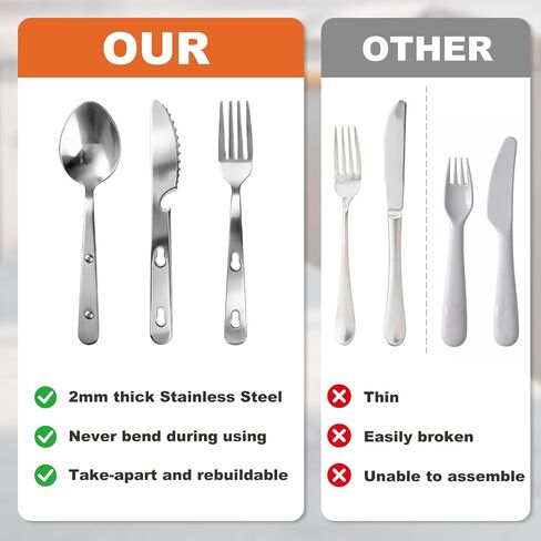 Travel Utensils with Pouch, 4-in-1 Silverware Set 3-Pack with Portable Stainless Steel Spoon, Fork, Knife & Bottle Opener Combo, Cutlery Set for Camping, Hiking, Picnic, Gadgets, Lunch Box for Men in Saudi Arabia