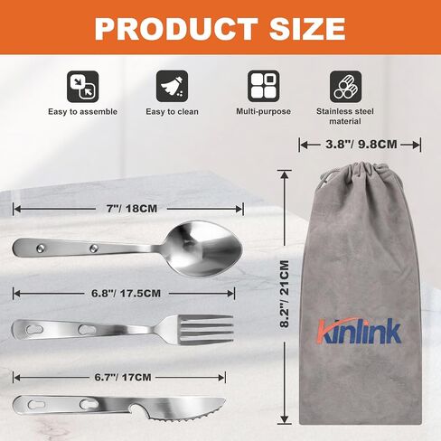 Travel Utensils with Pouch, 4-in-1 Silverware Set 3-Pack with Portable Stainless Steel Spoon, Fork, Knife & Bottle Opener Combo, Cutlery Set for Camping, Hiking, Picnic, Gadgets, Lunch Box for Men in Saudi Arabia