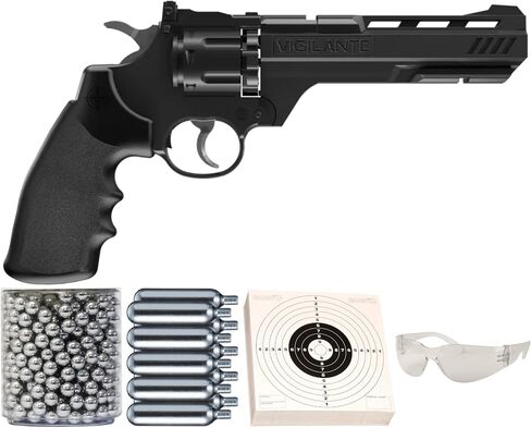 ArmyBoy Crosman Vigilante CO2 Revolver Air Gun Kit – .177 Cal Dual Ammo Air Pistol Bundle with Pellets, BBS, CO2, Targets & Safety Glasses in Saudi Arabia