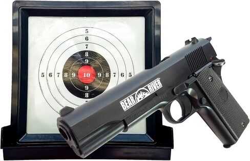 Barra 1911 BB Gun Kit – Spring-Powered .177 Cal Pistol with Large Magazine, 200 FPS, Gel Target & 250 BBS – No CO2 Needed in Saudi Arabia