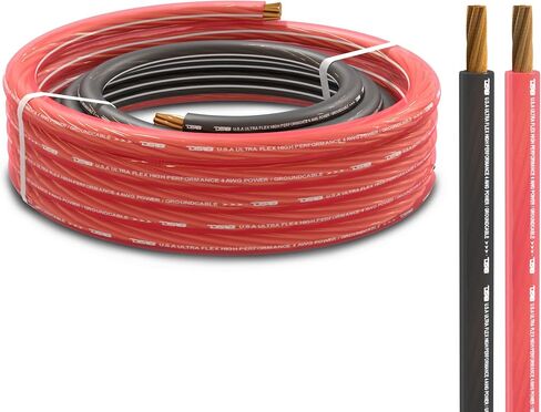 DS18 PW-OFC4GA-5BK/20RD Ultra Flex Power Wire OFC 4 Gauge, 5ft-Black and 20ft-Red - Power Amplifier Wiring Kit in Saudi Arabia