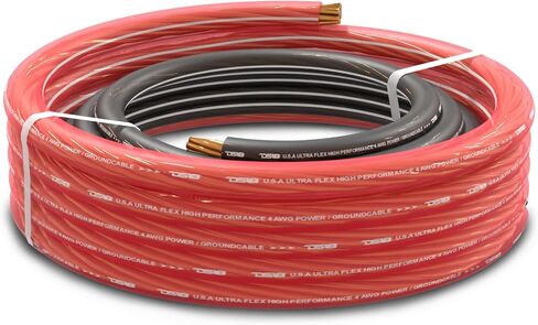 DS18 PW-OFC4GA-5BK/20RD Ultra Flex Power Wire OFC 4 Gauge, 5ft-Black and 20ft-Red - Power Amplifier Wiring Kit in Saudi Arabia
