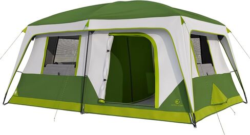 ALPHA CAMP 10 Person Camping Tent, Weather Resistant Family Tent with Rainfly & Windproof, 4 Large Mesh Windows, Double Layer, 2 Room Partition, Portable with Carry Bag for Camping Hiking in Saudi Arabia