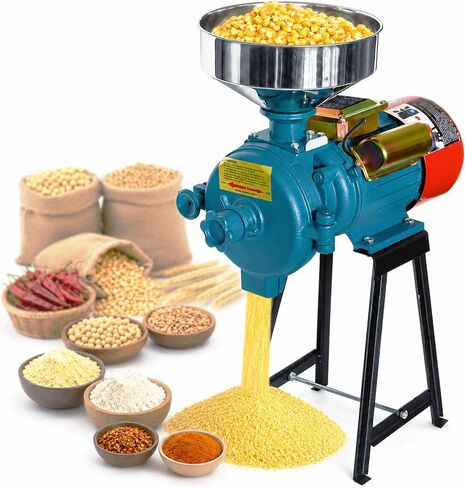 ABORON 3000W Electric Grain Mill, 110V Corn Wheat Rice Grinder, 2 Options | 2800 RPM, 150mm Grinding Disc, Up to 166 lb/h Output, Galvanized Iron Body, Dry or Wet & Dry Options for Home & Farm Milling in Saudi Arabia