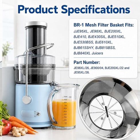BR-1 Mesh Filter Basket for Breville Model JE95XL, JE98XL, BJE200XL Juicers | SP0010662 Blender Filte Basket Assembly - Ready to Use Mesh Bowl, Equipped with Screws, Screwdrivers and Cleaning Brushes in Saudi Arabia