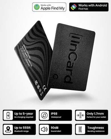 Wallet Tracker Card for Both Google’s Find Hub and Apple Find My, 5 Years Battery Life Ultra-Thin Android Tracker Card, IP68 Waterproof Wallet Finder for Passport, Purse,Gags,1 Pack in Saudi Arabia
