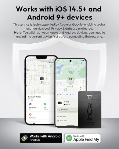 Wallet Tracker Card for Both Google’s Find Hub and Apple Find My, 5 Years Battery Life Ultra-Thin Android Tracker Card, IP68 Waterproof Wallet Finder for Passport, Purse,Gags,1 Pack in Saudi Arabia