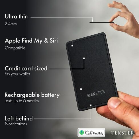 Ekster Finder Card,Wallet Tracker Card,Rechargeable Bluetooth Tracking Card | Works with Apple Find My Wallet, Slim Wallet Locator - Credit Card-Sized Wallet Finder for Wallets, Bags & Gear in Saudi Arabia