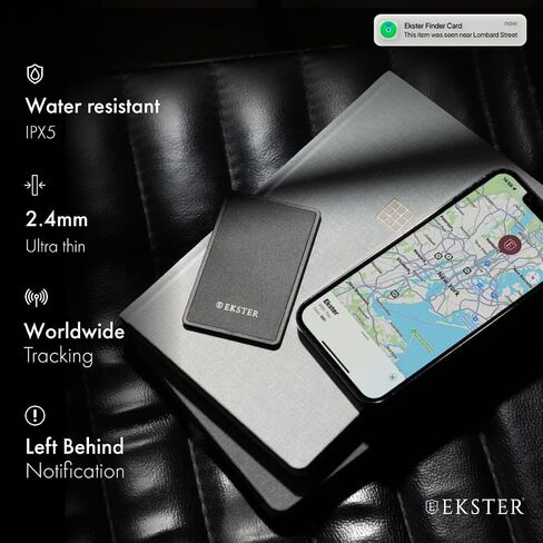 Ekster Finder Card,Wallet Tracker Card,Rechargeable Bluetooth Tracking Card | Works with Apple Find My Wallet, Slim Wallet Locator - Credit Card-Sized Wallet Finder for Wallets, Bags & Gear in Saudi Arabia