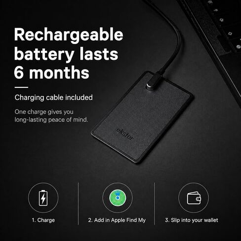Ekster Finder Card,Wallet Tracker Card,Rechargeable Bluetooth Tracking Card | Works with Apple Find My Wallet, Slim Wallet Locator - Credit Card-Sized Wallet Finder for Wallets, Bags & Gear in Saudi Arabia