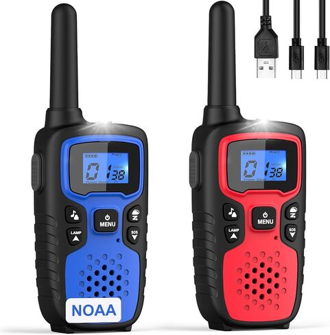 Wishouse Walkie Talkies for Kids Adults - Long Range Rechargeable 2 Way Radios,Gift,Hiking Accessories Camping Gear with Lamp,SOS Siren,NOAA Weather Alert,VOX,Easy to Use Red Blue 2 Pack in Saudi Arabia