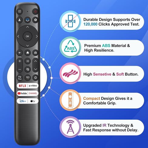 Replacement Only for TCL Google TV Remote Control,RC813 Compatible with TCL QM8/QM7/S5/S4/S3/Q7/Q6/Q5 4K UHD HDR LED QLED QD-Mini LED Full-HD Smart TVs in Saudi Arabia
