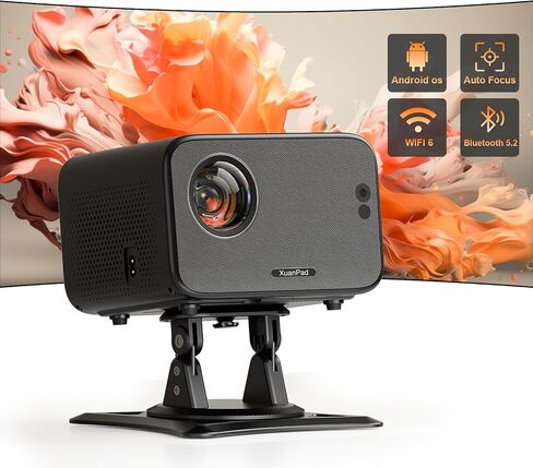[Officially-Licensed App & Auto Focus]White Smart Mini Projector with WiFi and Bluetooth, XuanPad 4K Support Movie Projector, Portable Native 1080P Outdoor Projector with 360° Stand in Saudi Arabia