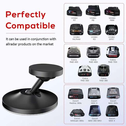 Magnetic Radar Detector Mount, Aluminium Radar Dashboard Mount | for Cobra,Escort,Uniden R3 R4 R7 R8, Valentine V1 Gen2 Etc All Radar Detector,Shockproof Stable And Adjustable in Kuwait