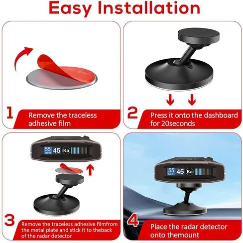 Magnetic Radar Detector Mount, Aluminium Radar Dashboard Mount | for Cobra,Escort,Uniden R3 R4 R7 R8, Valentine V1 Gen2 Etc All Radar Detector,Shockproof Stable And Adjustable in Kuwait