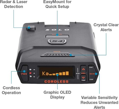 Escort Solo S4 Radar Detector - Cordless, Escort Live Crowd Sourcing, Extreme Range, False Alert Filter, OLED Display in Saudi Arabia