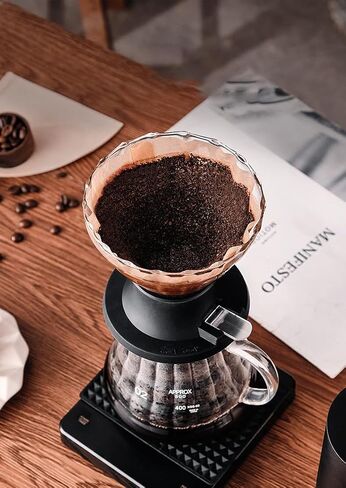 منقط القهوة الذكي من BeeCa، ماكينة صنع القهوة الكل في واحد، ماكينة صنع القهوة الزجاجية | التحكم بمفتاح واحد، الضغط الفرنسي والصب في واحد، مناسب للمبتدئين، 50 قطعة من المرشحات الورقية، زجاج مقاوم للحرارة in Kuwait