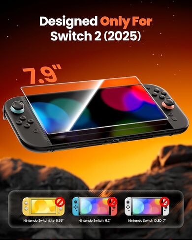 VOYEE Screen Protector for Switch 2, 7.9 Inch Tempered Glass 3 Pack | 9H Hardness Anti Scratch, Ultra HD Clear, Bubble Free, Touch Sensitive, Easy Installation Kit Included in Saudi Arabia