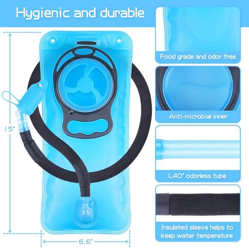 2L Hydration Bladder, Water Bladder for Hiking Backpack 2 Liter Water Storage Bag with Insulated Tube, Hydration Back Pack Replacement for Outdoor Camping Running Cycling in Saudi Arabia