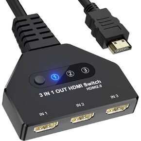 HDMI Switch 3 in 1 Out, 4K@60hz HDMI Splitter, 3 Way HDMI Switcher Supports Full HDCP2.2 1080P 3D Compatible with Roku Fire TV Stick HDTV PS4/PS5 Xbox One Chromecast, Compatible with Mac/Win/Linux in Saudi Arabia