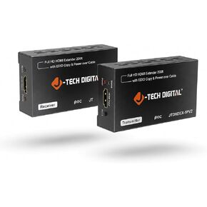 J-Tech Digital HDMI Extender Over CAT5e/6/7 with PoC 1080P@60Hz up to 165ft, HDMI Balun Over Single Ethernet Supports EDID Copy Compatible with Dolby Digital DTS [JTDHDEX-1PV2] in Kuwait