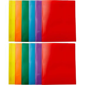 Amazon Basics Heavy Duty Plastic Folders with 2 Pockets for Documents, Letter Size Paper, School Supplies Organization, Assorted Colors, Pack of 12 in Kuwait