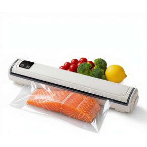 Vacuum Sealer with Compact Build, One-Touch Automatic Sealing Cycle (10-20 Seconds), Dry/Moist/Wet/Cold Food Modes, Includes 10 Vacuum Sealer Bags and Built-in Cutter for Easy Length Adjustment in Kuwait