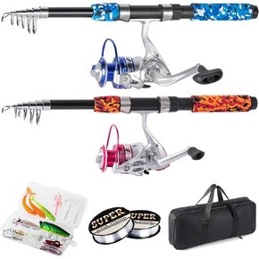 Tripquips Fishing Rod, 6.9ft 2Pcs Telescopic Fishing Pole Set, Spinning Rod and Reel Combo with Carrier Bag Freshwater Fishing Rod and Reel Combos Kits Fishing Gear (Type B: 2PCS Fishing Combo) in Saudi Arabia