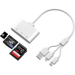 i-Phone SD Card Reader, Camera Adapter to iPhone with L- ightning/USB-C/USB-A, 3-in-1 SD/TF/XD Card Adapter for Phone 16/15/14/13, iPad, PC, Photo Transfer from iPhone Support Plug and Play in Saudi Arabia
