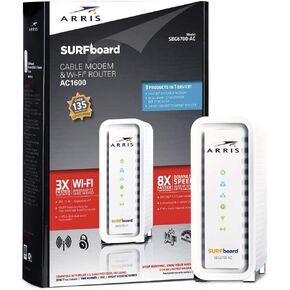 Arris Surfboard SBG6700AC DOCSIS 3.0 كابل مودم / موجه Wi-Fi AC1600 - عبوة البيع بالتجزئة - أبيض، الموديل: SBG6700AC، متجر إلكتروني والمزيد in Kuwait