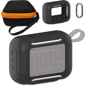 Protective Case for JBL Go 5 Portable Bluetooth Speaker | Accessories Hard Carrying Case and Silicone Cover with Metal Carabiner (Blue Case) in Kuwait