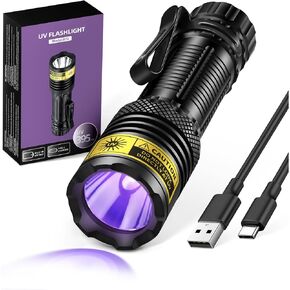 UV Flashlight Black Light, USB-C Rechargeable 395nm Blacklight Mini | Portable Handheld Powerful LED Ultraviolet Lights Flashlights, for Resin Curing, Uranium Glass, Pet Dog Urine Detection in Saudi Arabia