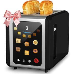 WHALL Full Touch Screen Toaster 2 Slice, Smart Toaster for Bread, Silver | 1.5'' Extra Wide Slot, 6 Shade Settings, Reheat/Defrost/Mute/Standby, Gluten-Free Waffle Pastry Mode, Stainless Steel, Silver in Kuwait