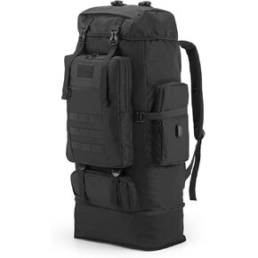 ​​100L Hiking Backpack Tactical Military Molle Rucksack with USB Charging Port - Large Capacity Men Women Camping Gear for Backpacking, Trekking, Climbing, Outdoor Travel (Black) in Saudi Arabia