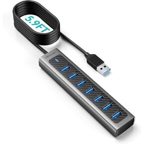GiGimundo USB 3.0 Hub, 7-Port USB Extender Hub with 3.3FT Long Cable, USB Splitter, Aluminum High-Speed 5Gbps USB Hub for PC, Laptop, Desktop, Computer, PS5, XPS(Gray,1M) | USB Extender Hub 5Gbps for Desktop, PC, Flash Drive, Mobile HDD, Windows/XPS, 1m in Saudi Arabia