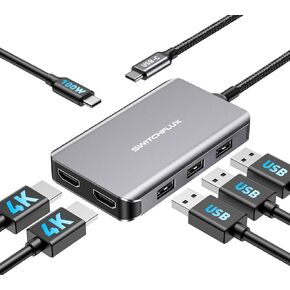 Laptop Docking Station Dual Monitor,USB C to Dual HDMI Adapter | 6 in 1 USB C Hub with 4K60Hz HDMI,3USB Port,100WPD Charging Ports,Compatible for MacBook Air/Pro,iPad Pro,Dell XPS in Kuwait