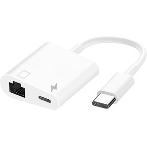 MFi Certified 2 in 1 USB C to RJ45 Ethernet LAN Network Adapter with 60W USB Type C Charge Port Compatible with iPhone 16/15 Tablet/Laptop and USB C Devices,Supports 10/100Mbps in Saudi Arabia