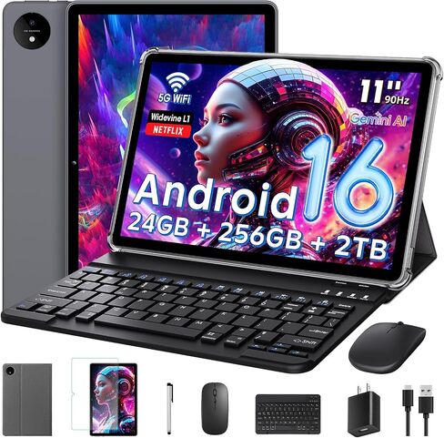 تابلت Raemond Android 16 مقاس 11 بوصة مع Gemini AI وT7250 ثماني النواة وذاكرة الوصول العشوائي 24 جيجابايت | ذاكرة وصول عشوائي 256 جيجابايت / 2 تيرابايت TF، شاشة 16 ميجابكسل + 8 ميجابكسل، شاشة IPS HD 1920 × 1200، 8000 مللي أمبير، Widevine L1، نظام تحديد ال in Kuwait