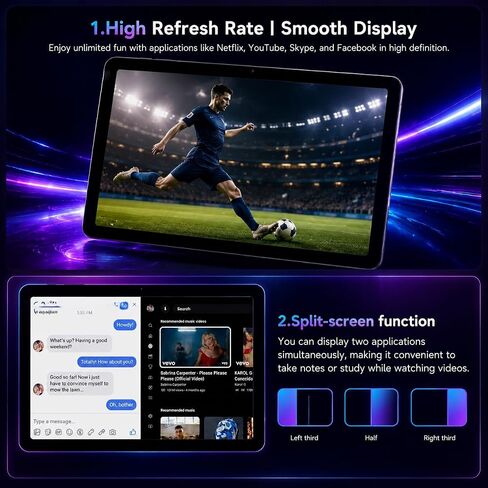 2026 Android 16 Tablet 11 Inch, 30GB+128GB 1TB Expand, 7800mAh Large Battery, Wi‑Fi 6 & BT 5.4, Widevine L1, Face Unlock, HD IPS Touchscreen, Dual Camera, Black in Saudi Arabia