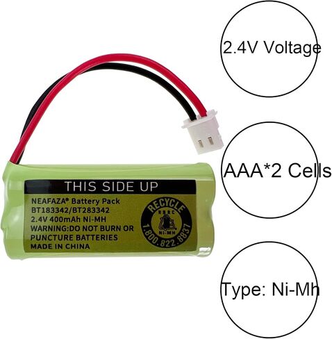BT183342/BT283342 Phone Battery 2.4V 400mah Ni-MH BT162342 BT262342 Compatible with VTech CS6114 CS6419 AT&T EL52100 EL50003 EL52300 Cordless Handsets (2 Pack) in Saudi Arabia