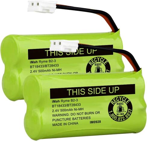 iMah BT18433/BT28433 2.4V 500mAh Ni-MH حزمة بطارية الهاتف اللاسلكي، متوافقة أيضًا مع بطاريات الهاتف VTech AT&T BT184342/BT284342 BT8300 BT1011 BT1018 BT1022 BT1031 2SN-AAA55H-S-J1، حزمة من 4 in Kuwait