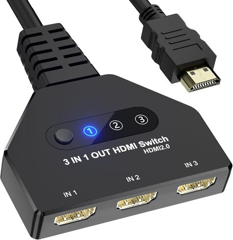 HDMI Switch 3 in 1 Out, 4K@60hz HDMI Splitter, 3 Way HDMI Switcher Supports Full HDCP2.2 1080P 3D Compatible with Roku Fire TV Stick HDTV PS4/PS5 Xbox One Chromecast, Compatible with Mac/Win/Linux in Saudi Arabia