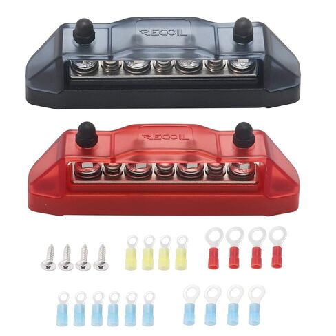 Recoil S2PG Busbar Dual 5/16" Studs Terminal Power Distribution Block | Positive and Negative 2-In-1 with Divider Ring Terminals Bus Bar in Kuwait