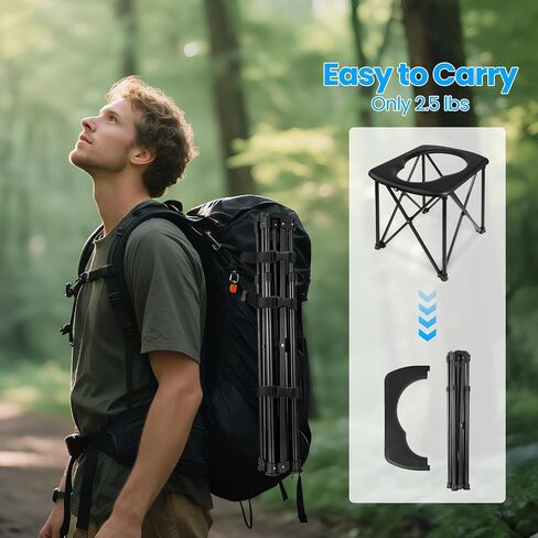 15.6'' Portable Toilet for Camping, Ultralight Foldable Camping Toilet 2-Second Setup, 350LBS Portable Potty for Adults, Compact for Camping, Hiking, RV Travel, Trucker, Fishing, Beach, Outdoor Use in Saudi Arabia