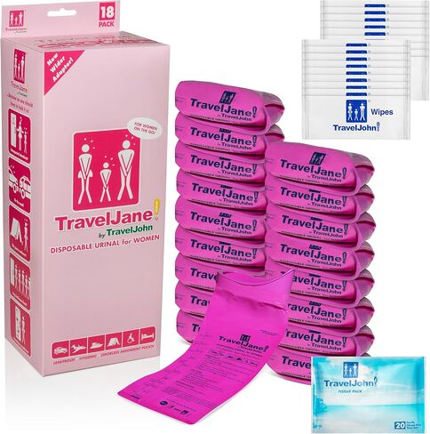 TravelJane Disposable Urinal Bags – Leakproof – (TJ1R-C) | Travel Urinal for Women, Men & Kids – Odorless Portable Urine Bags – Ideal for Camping, Emergencies & Long Car Rides in Saudi Arabia
